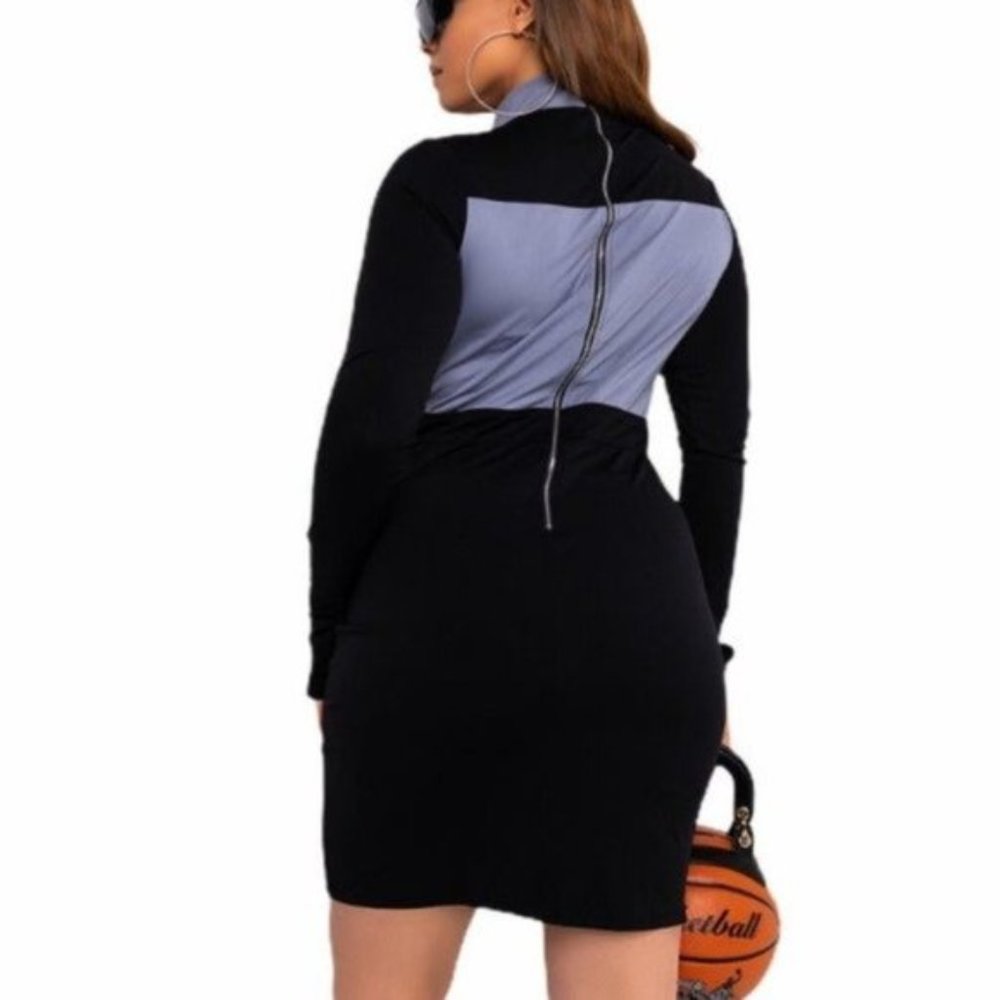 2X Plus Size Bodycon Barcode Cut Out Mini Dress - Picture 5 of 7